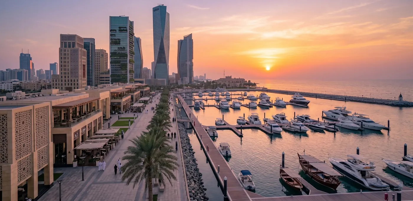 Waterfront Promenade at Sunset